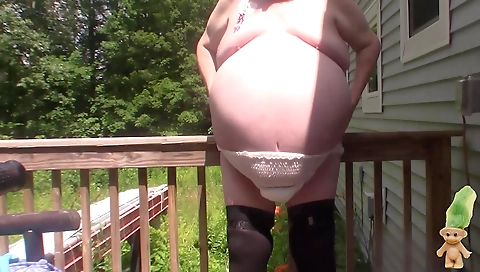 Blonde with huge boobs and ready for a ride