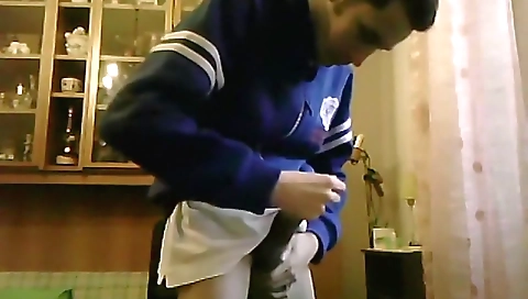 Hot blonde fucked and with her step son's friend